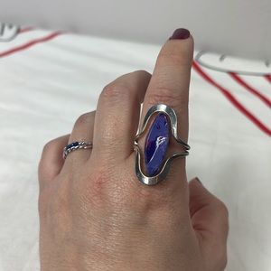 Adjustable Yellow Blue Silver Ring